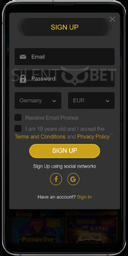Golden Star Casino SignUp on Android