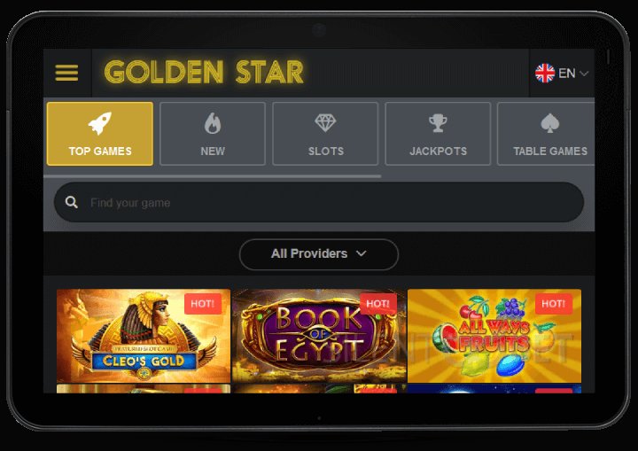 Golden Star Casino Mobile Version on Tablet