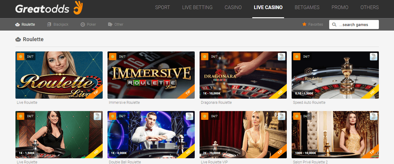 GreatOdds live casino