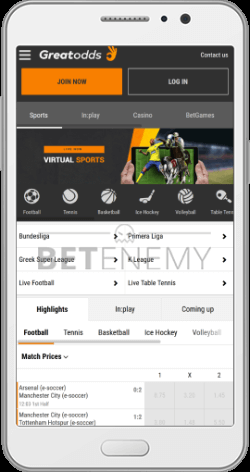 GreatOdds mobile view