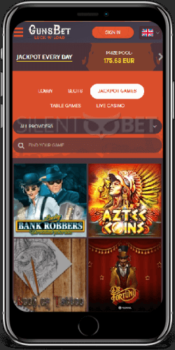 Gunsbet mobile jackpots iOS