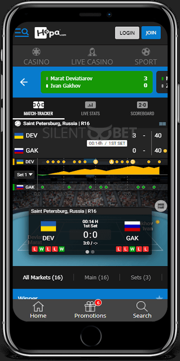 Hopa Tennis In-Play on iOS
