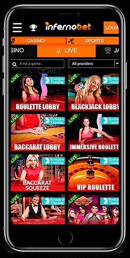 Infernobet mobile live casino for iPhone