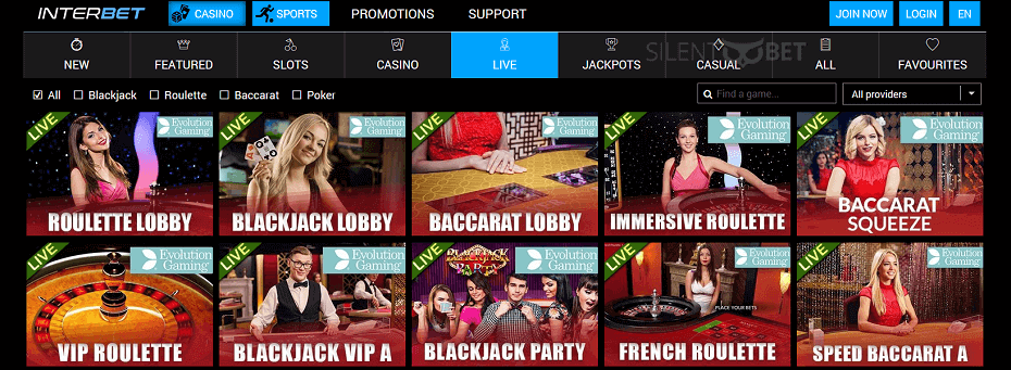 Interbet live casino