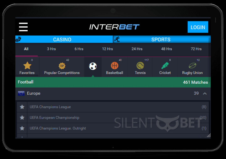 Interbet mobile version tablet