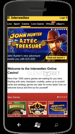 Interwetten mobile casino section thru Windows phone