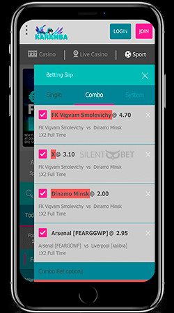 mobile bet in Karamba for iPhone