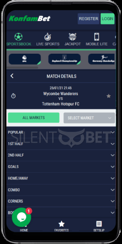 Konfambet Match Details on Android