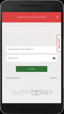 Legolas mobile login on an Android phone