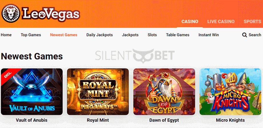 LeoVegas casino homepage