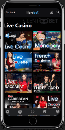 LibraBet mobile casino on iPhone