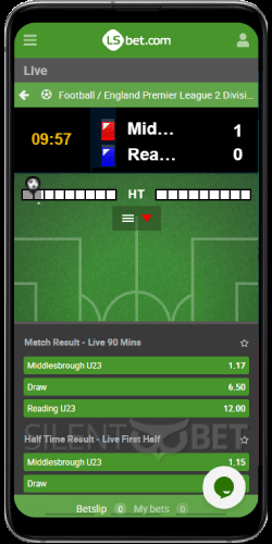 LSBet mobile In-Play section