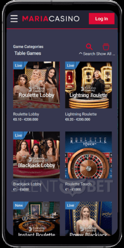 Maria Casino Table Games on Android