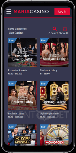 Maria Mobile Live Casino