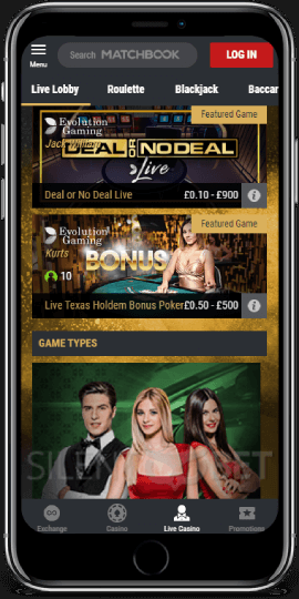 Matchbook Mobile Live Casino for iOS