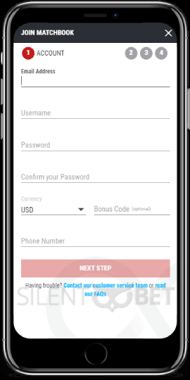 Registration in Matchbook iOS app