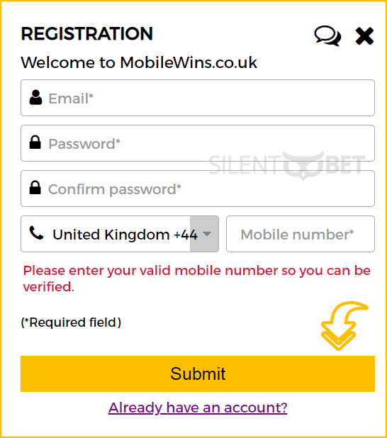 MobileWins registration