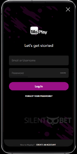 MoPlay mobile login on Android