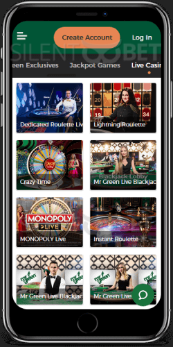 Mr Green Casino Live Casino on iOS