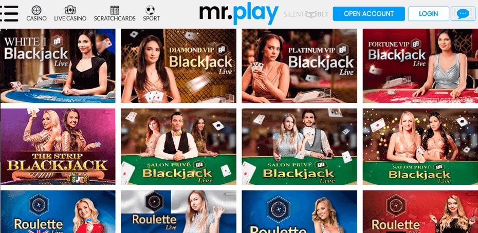 Mr Play live casino section