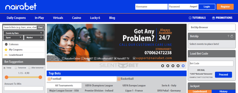 preview of nairabet website