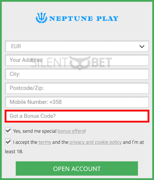Neptune Play Bonus Code Enter