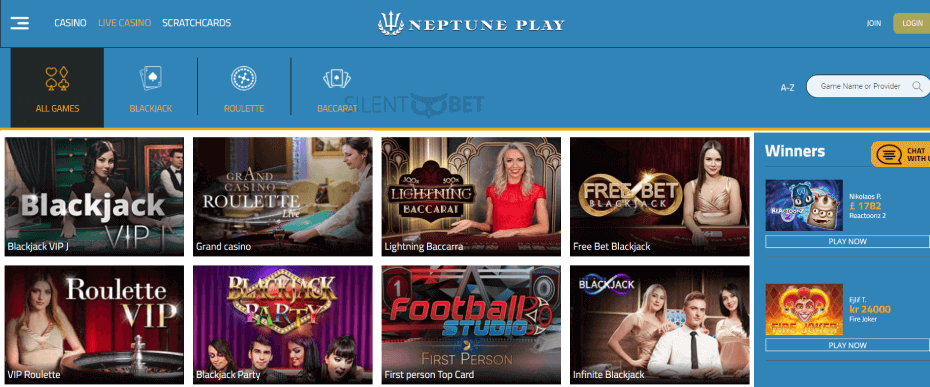 Neptune Play Casino Live Games