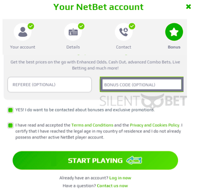 Netbet casino bonus code enter