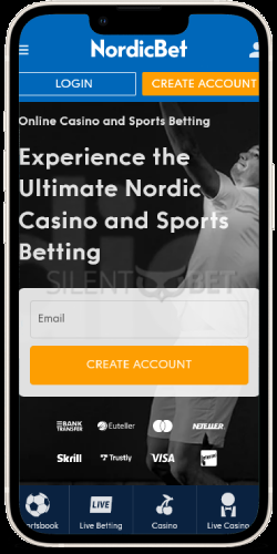 NordicBet mobile homepage on iPhone