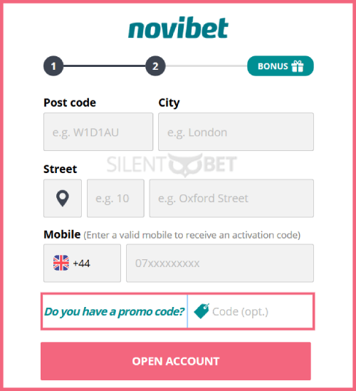 Novibet promo code enter