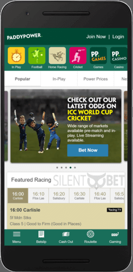 paddy power android app homepage