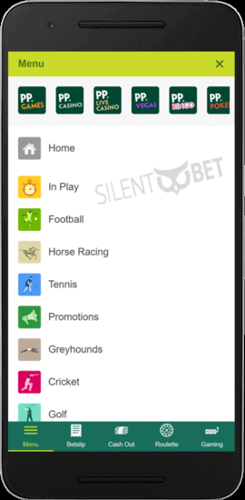 paddy power app sports menu