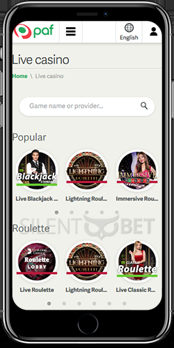 Paf Live Casino on iOS