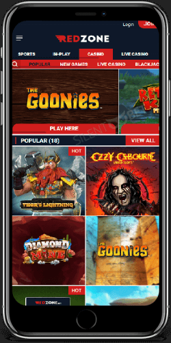Redzone mobile casino on iPhone