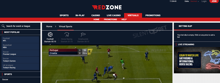 Redzone virtual sports betting