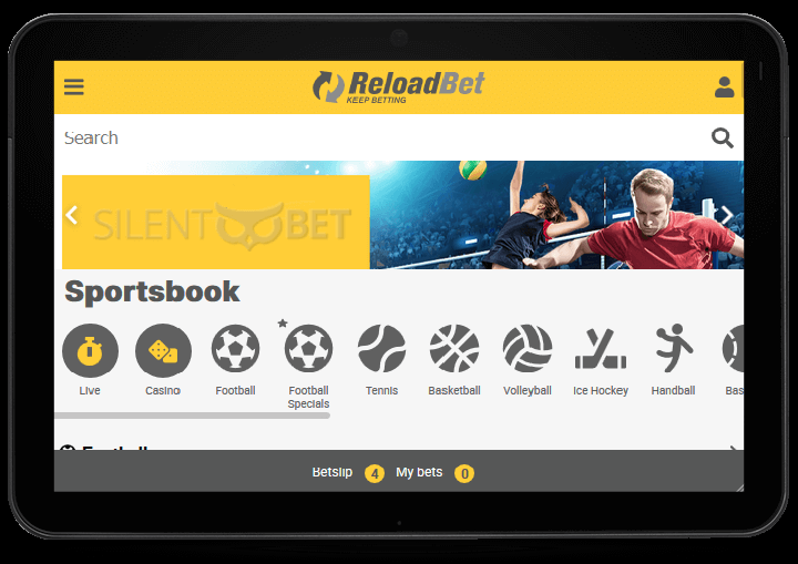 ReloadBet mobile version thru tablet