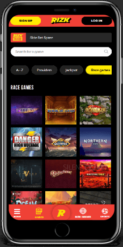 Rizk mobile casino on iPhone