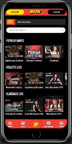 Rizk mobile live casino on iPhone