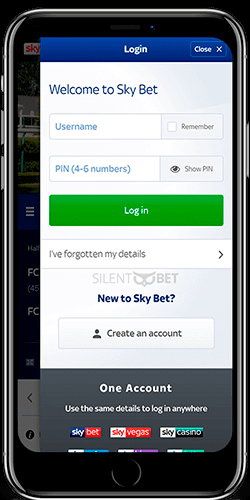 SkyBet mobile login for iPhone