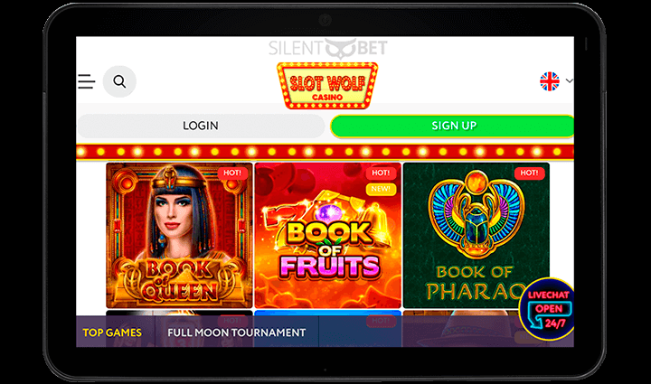 Slot Wolf mobile casino version for tablet
