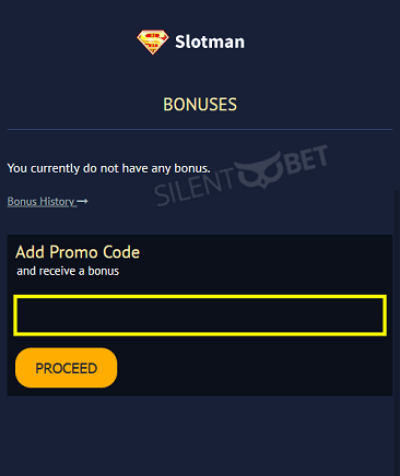 Slotman casino bonus code enter