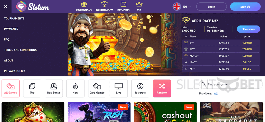 slotum casino homepage
