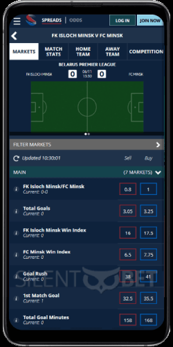 Sporting Index mobile live bets on Android app