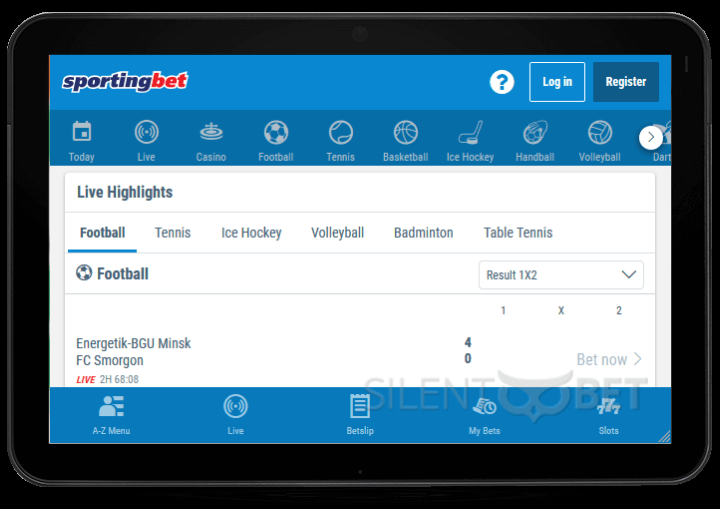 Sportingbet mobile site on tablet