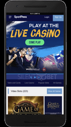 sportpesa mobile casino page on android