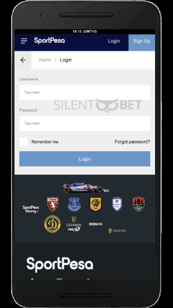 sportpesa mobile login page on android