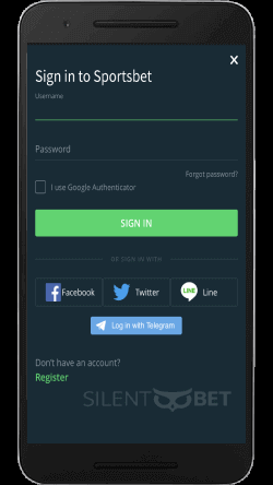 sportsbetio mobile login page on android