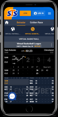 Virtual sports in STSBet for iOS