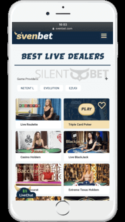 svenbet mobile live dealer games thru iphone