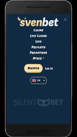 svenbet mobile menu thru android